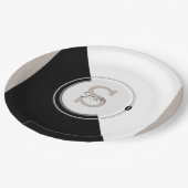 Assiette jetable avec graphique de bloc de monogra (Angle)