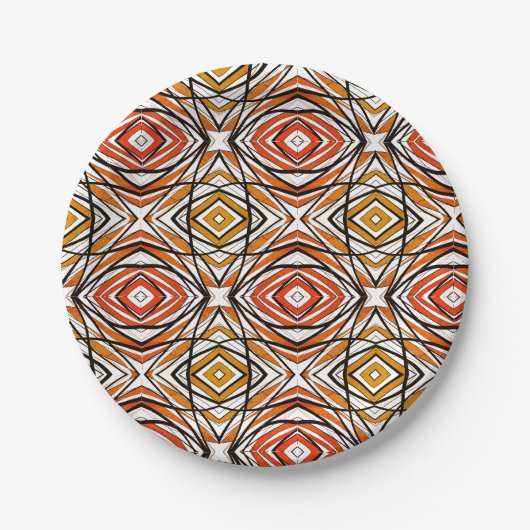 Assiette marron rouge motif (Devant)