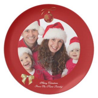 Assiette Modèle de photo de Noël Xmas pour une famille de 2