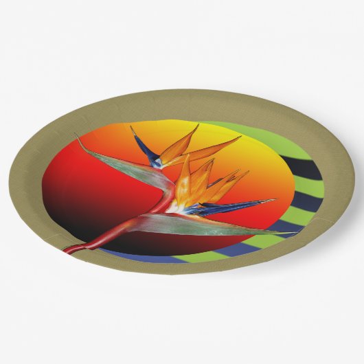 Assiette | Oiseau de Paradis fleur Abstrait tropic (Angle)