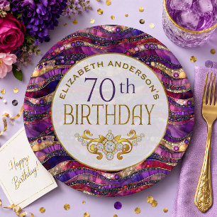 Assiette pour 70e anniversaire Strata Bijou Violet