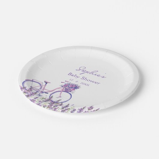 Assiette pour Baby Shower pour vélo avec fleurs sa (Angle)