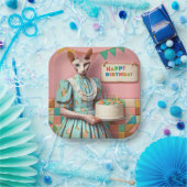 Assiette | Retro Sphynx Chat Anniversaire Pink (Fête)