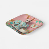 Assiette | Retro Sphynx Chat Anniversaire Pink (Angulaire)