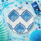 Assiette Ronde en Carreaux Bleu Cobalt Méditerrané (Fête)