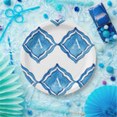 Assiette ronde en monogramme de carreaux de bleu c (Fête)