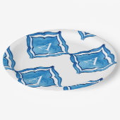 Assiette ronde en monogramme de carreaux de bleu c (Angle)