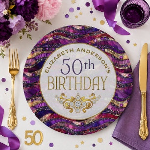 Assiette Strata Bijou Violet et Or pour 50e Annive
