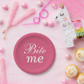 Assiette Super mignonne Bite Me - rose (Fête)