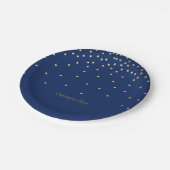 Assiettes de fête à pois confettis en feuille d'or (Angle)