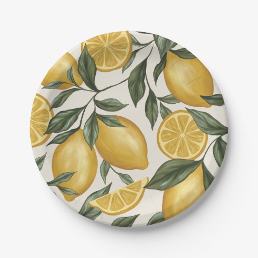 Assiettes de fête au citron jetables en papier (Devant)
