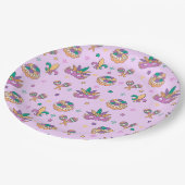 Assiettes de fête pour gâteau des rois Mardi Gras  (Angle)