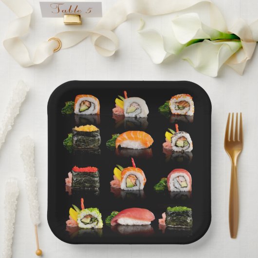 Assiettes de fête pour party sushi des Fêtes (Mariage)