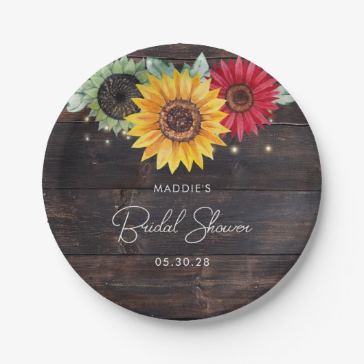 Assiettes de Tournesols Rustiques sur Bois de Gran (Devant)