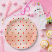 ASSIETTES EN CARTON いちご＆ギンガムチェック（サーモンピンク）    (Fête)