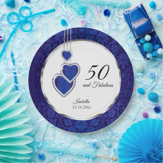 Assiettes En Carton 00e anniversaire bleu saphir (Fête)