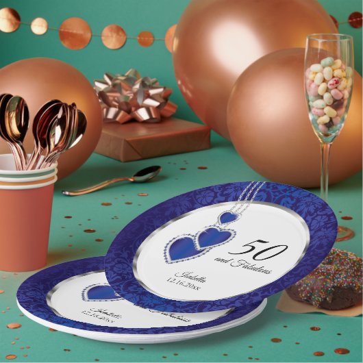 Assiettes En Carton 00e anniversaire bleu saphir (Multi)
