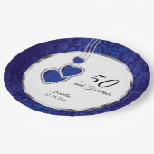 Assiettes En Carton 00e anniversaire bleu saphir (Angle)