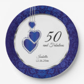 Assiettes En Carton 00e anniversaire bleu saphir (Devant)