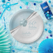 Assiettes En Carton 00e anniversaire - Coeur bleu et Parties scintilla (Fête)