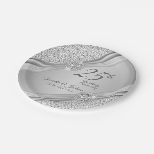 Assiettes En Carton 00e anniversaire du Mariage d'argent (Angle)