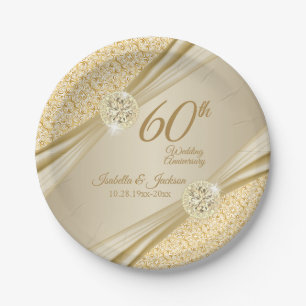 Assiettes En Carton 00ème anniversaire de Mariage d'or