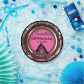 Assiettes En Carton 00th Talons hauts roses de léopard de la fête (Fête)