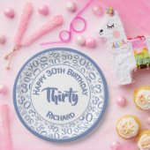 Assiettes En Carton 0e Motif aléatoire bleu/blanc (Fête)