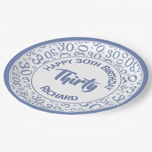 Assiettes En Carton 0e Motif aléatoire bleu/blanc (Angle)