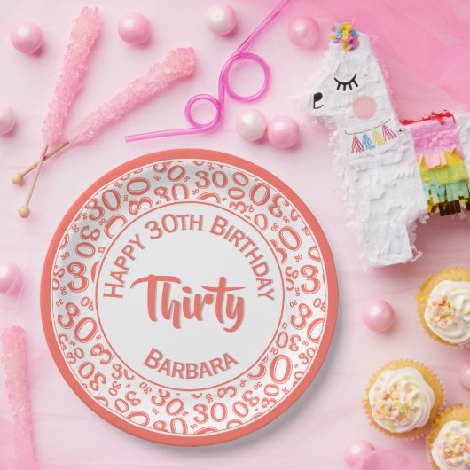 Assiettes En Carton 0e nombre aléatoire Motif coral/blanc (Fête)