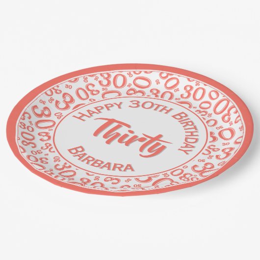 Assiettes En Carton 0e nombre aléatoire Motif coral/blanc (Angle)