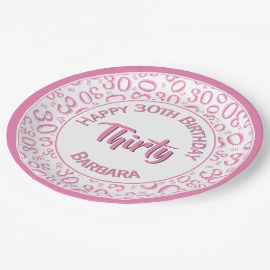 Assiettes En Carton 0e nombre aléatoire Motif rose/blanc (Angle)