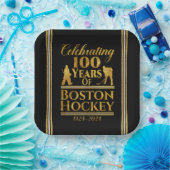 Assiettes En Carton 100 Ans De Hockey À Boston (Fête)