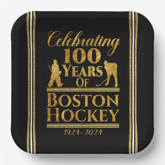 Assiettes En Carton 100 Ans De Hockey À Boston (Recto)