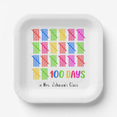 Assiettes En Carton 100 Jours de l'école Colorful Tally Mark (Recto)
