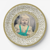 Assiettes En Carton 100 Votre photo Numéro Aléatoire Motif Or/Blanc (Devant)