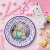 Assiettes En Carton 100 Votre photo Numéro Aléatoire Motif Violet/Blan (Fête)