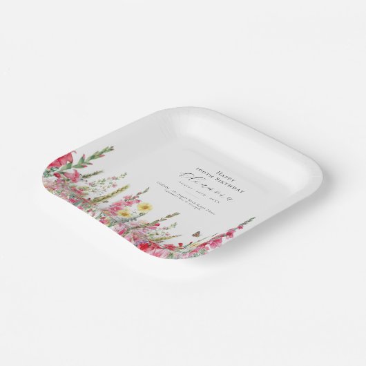 Assiettes En Carton 100e Anniversaire Août Fleur de naissance Fournitu (Angulaire)