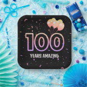 Assiettes En Carton 100e anniversaire Balloons et Confetti (Fête)