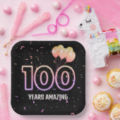 Assiettes En Carton 100e anniversaire Balloons et Confetti (Fête)