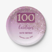 Assiettes En Carton 100e Anniversaire Chic Falling Rose Parties scinti (Devant)