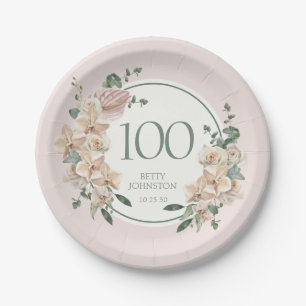 Assiettes En Carton 100e Anniversaire Floral Tropical