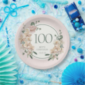 Assiettes En Carton 100e Anniversaire Floral Tropical (Fête)