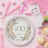 Assiettes En Carton 100e Anniversaire Floral Tropical (Fête)
