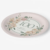 Assiettes En Carton 100e Anniversaire Floral Tropical (Angle)