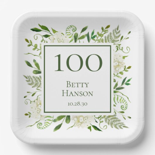 Assiettes En Carton 100e anniversaire Hydrangeas blancs (Recto)