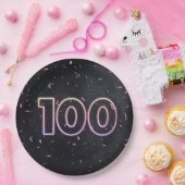 Assiettes En Carton 100e Anniversaire néon Connexion Plaque de papier (Fête)