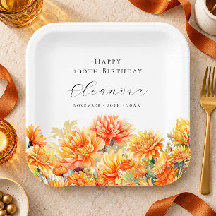 Assiettes En Carton 100e anniversaire Novembre Fleur de naissance Chry