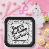Assiettes En Carton 100e anniversaire Random Number Motif noir/blanc (Fête)