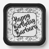 Assiettes En Carton 100e anniversaire Random Number Motif noir/blanc (Recto)